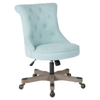 OSP Home Furnishings HNNSA-E15 Hannah Tufted Office Chair in Mint Fabric with Grey wood Base